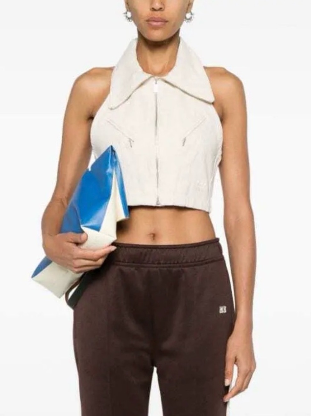 Adidas Womans Cream Zip-Front Cropped Jacket